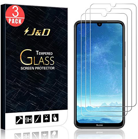 J&D Compatible para Xiaomi Redmi Note 8T Protector de Pantalla, 3 Paquetes [Vidrio Templado] [NO Cobertura Completa] Cristal Templado Protector de Pantalla para Redmi Note 8T