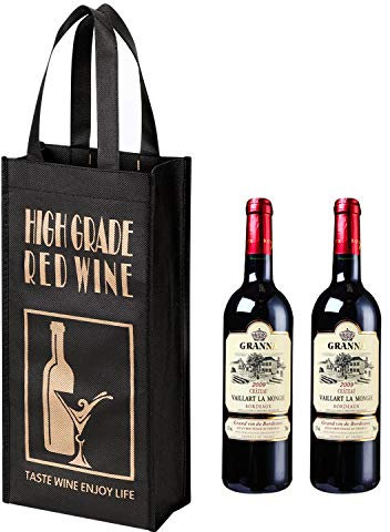 Geschenktasche 10 Stück Weintüte für 2 Flaschen Tragbarerer Weinbeutel Recycelbare Flaschentüte Wein Sekt Champagner Verpackung Tragetasche Vliesstoffe Geschenktüte für Hochzeit Party Festival