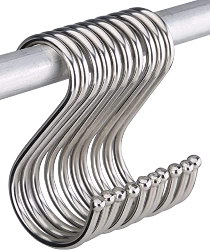 10 Pcs S Hooks, 12cm Large S Shaped Hooks Stainless Steel Heavy Duty Utensil Pan Metal S Hook for Hanging at Kitchen Bathroom Bedroom Living Room and Office