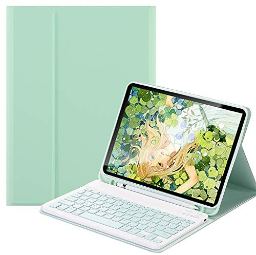 QYiD Custodia con Tastiera per iPad Air 4 (2020, 10,9)/iPad Pro 11 2021/2020/2018, Ultrathin Custodia con Tastiera Bluetooth staccabile per 11 iPad Pro/10.9 iPad Air 2020, Verde