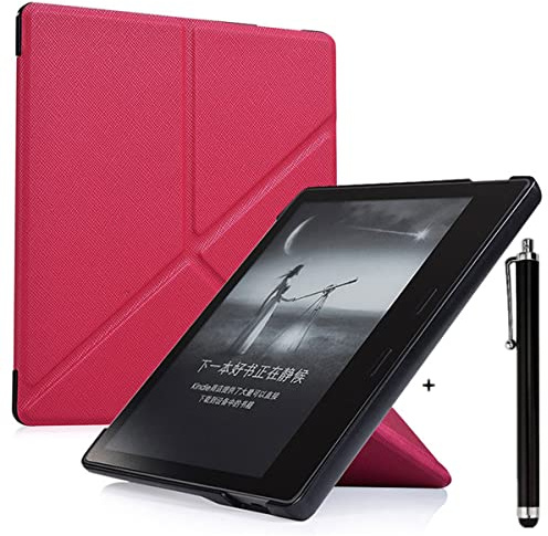 CCOO Custodia A Righe Incrociate per Kindle Oasis (10ª Generazione, Modello 2019 e 9ª Generazione, Modello 2017) - Custodie Sottile Pieghevole per Supporto Origami con Auto Sonno/Sveglia