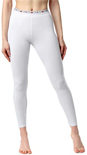 Bellivalini Damen Lange Leggings Sportleggings Fitnessleggings aus Baumwolle BLV50-177 (Weiß, M)