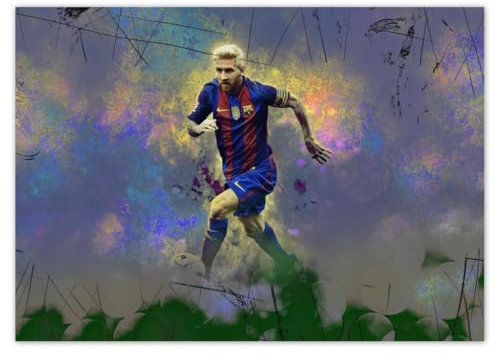 H2632 Wandbild, Motiv: Lionel Messi, 70 x 50 cm