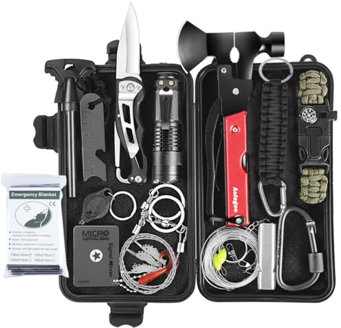 Kit di Sopravvivenza Professionale Multifunzione 30 in 1 per Viaggi, Escursionismo, Campeggio, con fischietto