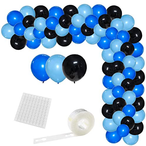 Blue and Black Balloon Garland Arch Kit, 122PCS Black Light Blue Royal Blue Balloons for Boys Video Gaming Birthday Retirement Teens Gamer Fan Level Up Super Graduation Decorations
