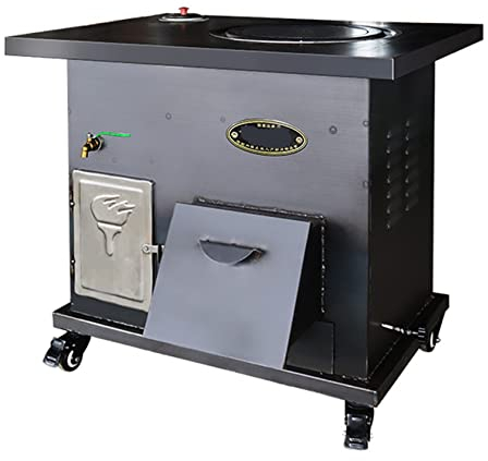 YYUINU Multifunktionaler Kohleofen aus Gusseisen, energiesparender Holzofen, mit Warmwasserspeicher und Backofen mit großem Fassungsvermögen, rauchfreier Kochherd,A