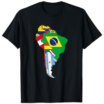 Flaggen Südamerika, Lateinamerika Flagge, Südamerika Umriss T-Shirt