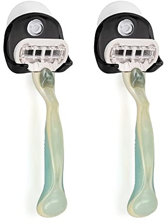 kwmobile 2x Saugnapf Halterung für Rasierer - für Glas und Fliesen - Nassrasierer Saugnapf Halter Set - Wand Haken in Schwarz