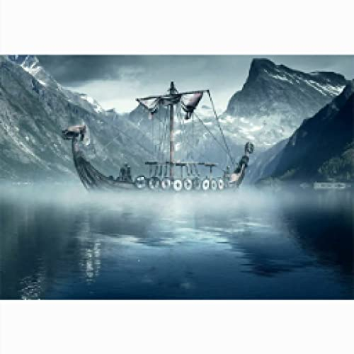 Cold North Sea Wikinger Langschiff Leinwand Kunst Poster Zitat Wohnzimmer Leinwand Wand Künstler Home Dekorative Wandkunst 80x120cm (32x47in) Rahmenlos