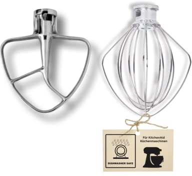 Premium Edelstahl Flachrührer und Schneebesen für KitchenAid Küchenmaschinen Zubehör