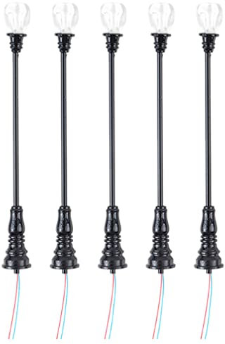 Happyyami 5 Stücke Miniatur Straßenlampe Mini Straßenlaterne 1:87 Modellbahn Laternenpfahl Modell LED Parklaterne Beleuchtung für DIY Modellbau Puppenhaus Mikro Landschaft Feen Garten Zubehör