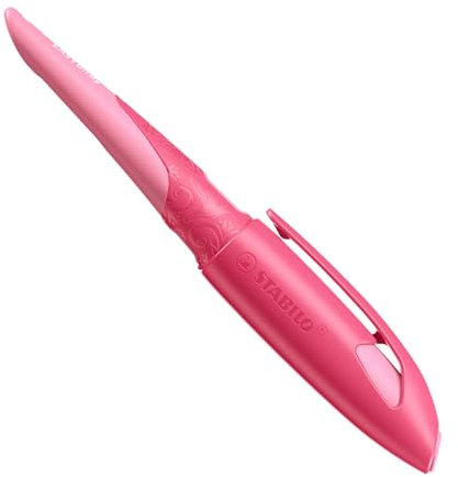 STABILO - Schulfüller ergonomisch für Linkshänder mit Standard-Feder M - EASYbirdy 3D Wildlife Special Edition in rosa - inkl. Patrone