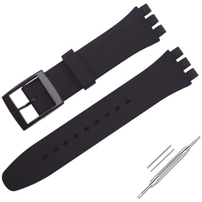 OLXIYOC Uhrenarmband für Swatch, Silikon wasserdicht Uhrenarmband (16mm, Black)
