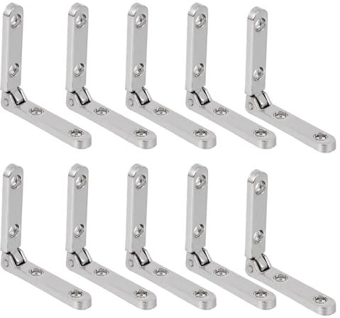 Operitacx 10 Stück 90-Grad-Scharniere für Holzkisten, Geschenke, Wein, Schmuckkästchen, Truhen, Koffer, Scharniere, Schrankbeschläge(Silber)