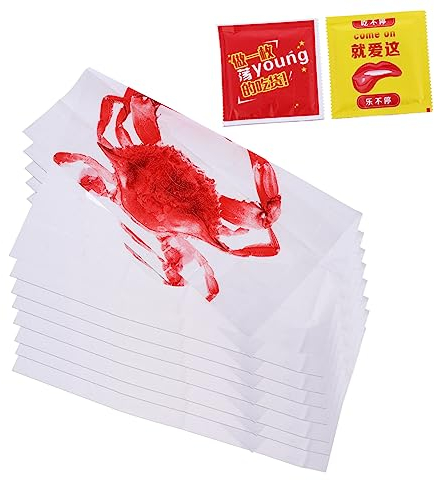 iplusmile 100 Stück Einweg Kunststoffschürzen Wasserdicht Ölabweisend Mit Krabbenmuster Für Restaurant Gastronomie Hot Pot Catering 60X40Cm