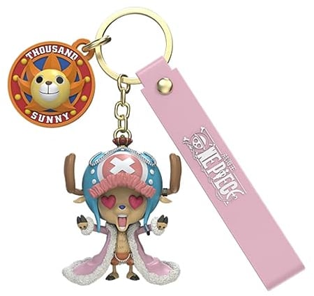 YJacuing Cute Anime One Piece Luffy PVC Figure Keychain, Officially licensed Collectible Wristlet Lanyard, Chopper, Medium