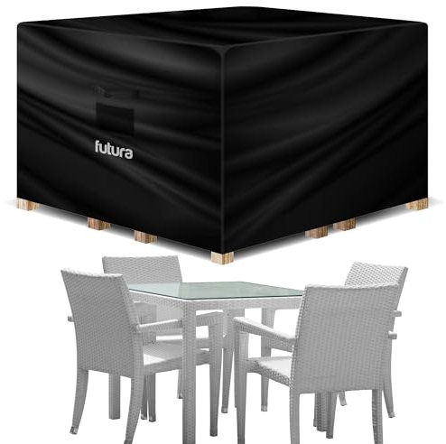 Futura Premium Square Garden Furniture Covers Waterproof 125x125x74cm, Heavy Duty 600D Oxford Fabric Outdoor Table, Patio & Rattan Garden Furniture Covers, PVC Lined, Air Vents and UV Safe