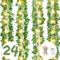 DazSpirit 24 Piezas Plantas Hiedra Artificial, con Luces de Cadena de 10m 100led, Hojas de Hiedra Guirnalda, 50.4m Guirnalda Hiedra Artificial, De Jardín, Valla, Hogar, Boda, Escalera para Decoración