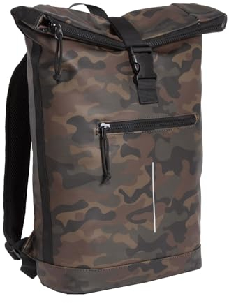 New Rebels Unisex Wasserabweisender Rolltop-Rucksack 21l Rolltop-Backpack mit 15,6-Zoll-Laptopfach Reiserucksack mit Klickverschluss Rucksack mit Vordertasche flexible Aufbewahrung Camouflage Grün