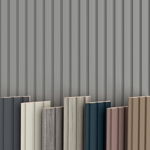 BEATS Lamellen 2,75m HEXIM - MDF Holz Lamellenwand Wandpaneele Lamellenverkleidung Wandverkleidung Lamellenpaneele Holzpaneele Natur (1 Paneel, Beats De Luxe Sandgrey)