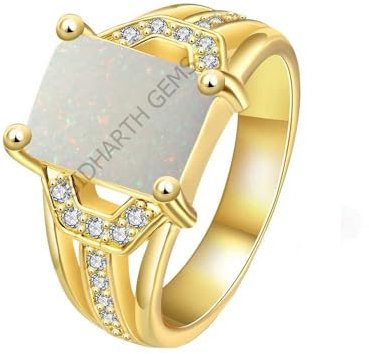 APSLOOSE 7,55 Karat A+ Qualität Opal Edelstein Gold Ring für Damen und Herren Metall Opal, Metall, Opal