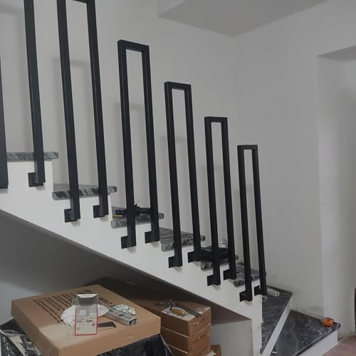 Corrimano a Ringhiera per Scale interne, a forma di U, ferro battuto, corrimano scale fai da te Montaggio Laterale, passamano per scale esterni, Corridoio Loft Villa (35cm, Nero)