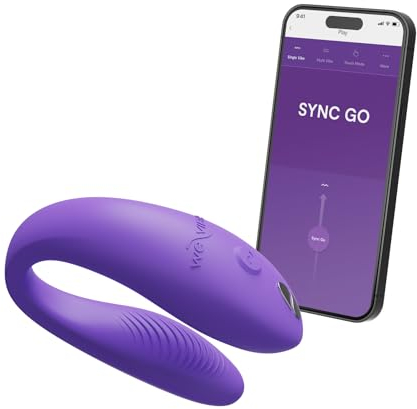 We-Vibe Sync Go Couples Vibrator Travel Edition – App-Controlled C-Shape Vibrator with 10 Speeds – Dual Stimulation – Wearable Vibrating Couples Sex Toy – Rechargeable – Travel Case - Purple