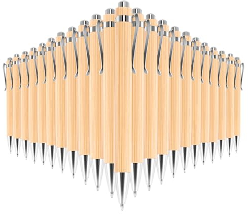 Yannjie 100 StüCk/Los Bambus Kugelschreiber Stift Stift BüRo & Schul Bedarf Stifte & Schreiben ZubehöR Geschenke-Schwarze Tinte