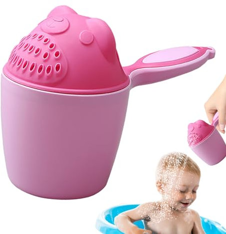 Ristyur Taza de baño para bebé, enjuague creativo de cascada, taza de enjuague para bebé, taza de lavado de pelo de bebé, protección ocular, bonita taza de animales para niños y niñas pequeños