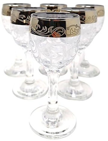 Madacha Verres à liqueur/digestif - A pieds - Gravés et décorés - Décor Inspiration - 60 ml - Lot de 6