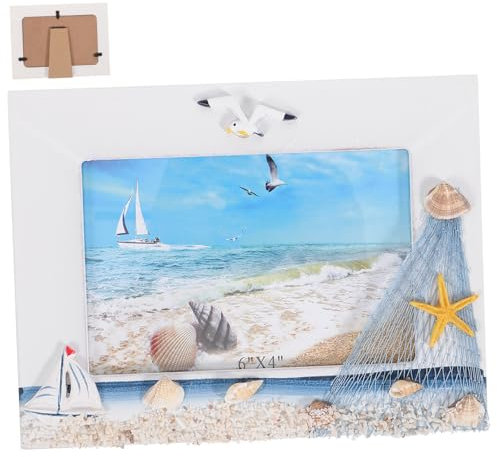 Cabilock 6 Mediterraner Fotorahmen Küsten Mediterraner Stil Bilderrahmen-ornamente Sommerdeko Fotorahmen Aus Holz Schreibtischdekoration Vintage-fotorahmen Holzrahmen Hölzern Ländlich