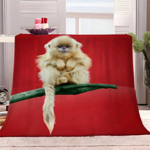 XCQHZYQ Kuscheldecke Flauschig Decke Tierischer AFFE 150x200 cm Warme Sherpa Decke Dicke Sofadecke und Wohndecke, Weiche Fleecedecke Couchdecke für Herbst Winter - Rot