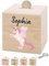 Bärenfreunde® - Personalisierte Spardose Kinder aus Holz mit Metallschloss - Spardose mit Namen mit kinderfreundlichem UV-Druck zum Sparen für Kinderträume (Einhorn rosa)