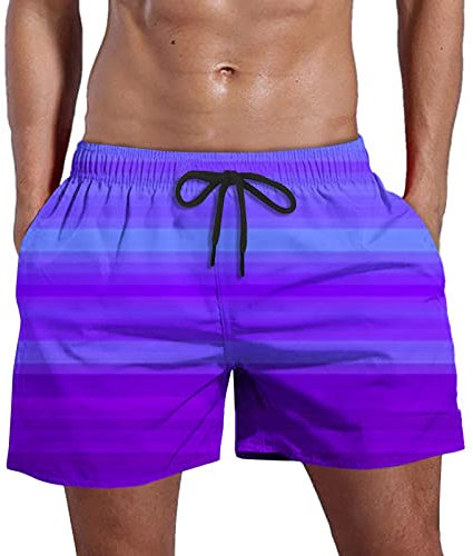 Generico Uomo Costume da Bagno Quick Dry Pantaloncini da Spiaggia Stampato Swim Trunks Costume Bagno Uomo Costume Slip Uomo Mare Viola