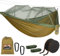 Hamaca Camping con Mosquitero, Hammock de Viaje Doble Portátil 300 x 200 cm Súper Ligero Material, 300kg Capacidad de Carga Paracaídas de Nailon Transpirable, Hamaca Colgante Secado Rápido, Verde2
