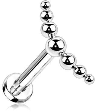Treuheld® Titan Labret Piercing mit Kugel-Bogen | Farbe: silber | Größe: 1.2mm x 8mm