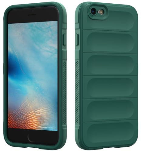 RIIMUHIR Coque en Silicone Compatible avec iPhone 6 / 6s, Étui Protection Antichoc, Housse avec Protege de Camera, Doublure Douce en Tissu Microfibre Protection Complète (Vert Foncé)