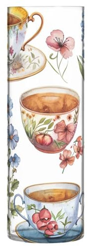 SKYSHU Teacup Flower Plastic Cylinder Flower Vase for Plants Bouquet, 1 Pack Unbreakable Tall Clear Vase for Wedding Centerpieces Home School Office Decor, 11.8 x 3.9 Inch