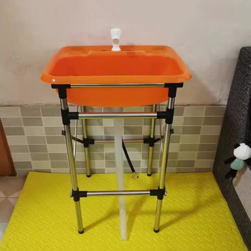 Fregadero Independiente para Exteriores, Fregaderos de un Seno con Grifo Y Bajante, Marco De Acero Engrosado, para Camping, Garaje, Restaurante, Bar, Jardín