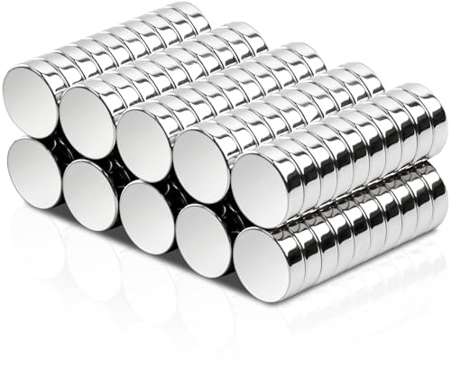 Keukenket Kleine runde Neodym-Magnete, 10 x 3 mm, Silber, starke Kühlschrankmagnete für Handwerk, Industrie, Küchenschrank, 100 Stück