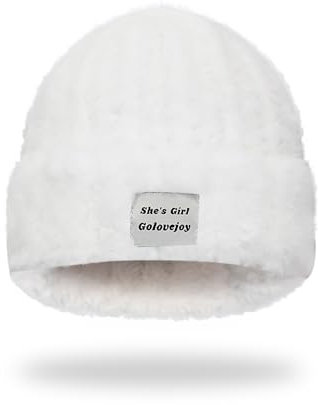 Andiker Beanie Hüte für Frauen, einfache Klassische Mode weiche Frauen Wintermütze dicken Kunstpelz Kaninchen Stricken Winter warme Mütze für Skifahren Wandern (DE/NL/SE/PL, Numerisch, 30, Weiß)