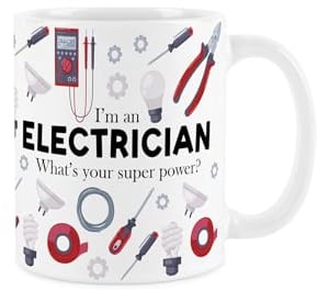 Purely Home Electrician Mug - Humorous Tradesman Funny Novelty Gift - Tea/Coffee Hot Drinks White Ceramic Cup Present
