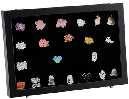 UNICRAFTALE Anstecknadel Vitrine Medaillen Schattenbox Rechteckige Samt Präsentationsbox Für Abzeichen Schwarzer Abzeichen Vitrine Geschenk Sichtbares Fenster Etui Für Medaillen Schmuck Brosche