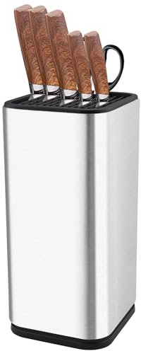 Foydrema Bloc Couteaux Cuisine Vide - Inox Porte Couteaux de Cuisine plus de 8 Couteaux - Grand Range Couteaux de Cuisine - Support Couteaux Cuisine - Blocs Couteaux Vides