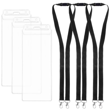 Konzert Ticket Hülle mit Schlüsselband für Konzertkarten und Konzerttickets von Eventim 84 x 205 mm [3 Stück] Ausweishülle für Sportveranstaltungen Tickets