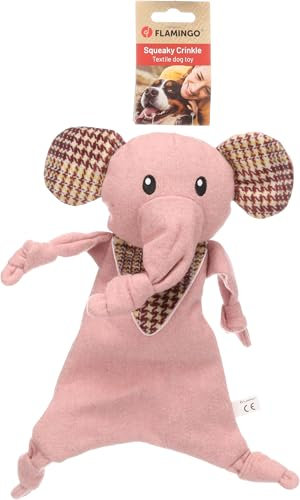 Flamingo Spielzeug Frestu Elefant Rosa – Mit Squeaker und Knistergeräusch für Extra Spielspaß – Für Alle Hundetypen