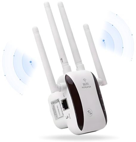 Ripetitore WiFi 1200Mbps,Ultime ricerche e sviluppo,Range Extender Wifi 5G + 2.4G Amplificatore Segnale WiFi,Segnale Copertura 200 ㎡,Ripetitore Potente per Casa e Ufficio (4 Antenne)