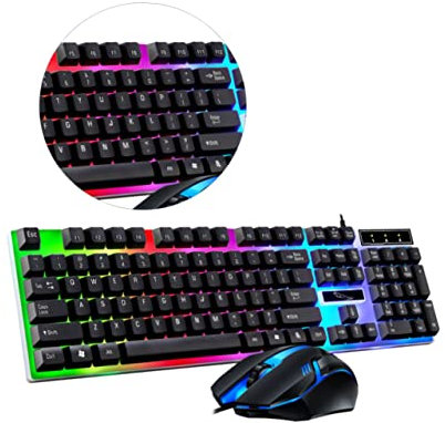 DIYEAH Computer Keyboard and Mouse Set Gaming Keyboard Backlight Mouse Ergonomic Shape Floating Keycap Material