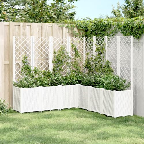 Haus & Garten Möbel-Garten Pflanzkasten mit Rankgitter weiß 160x160x140cm PP