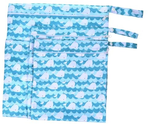 Supvox 3 Stück Wickeltasche Set Packsäcke wasserdicht trockene Tasche wiederverwendbar Babytasche nass Aufbewahrungstasche für Windeln Windeltasche Kattun Blau